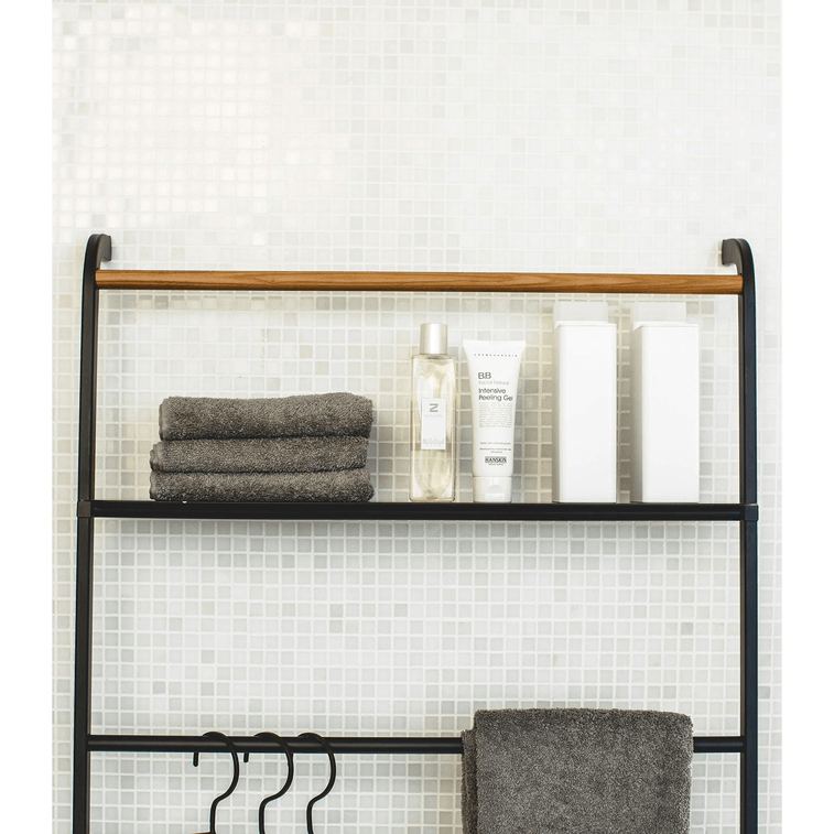 Leaning Storage Ladder With Shelf (63 H) - Steel Black 13