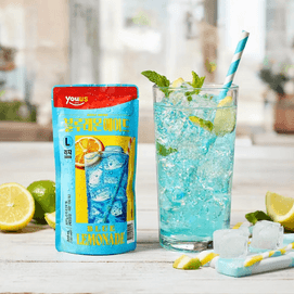 韩国YOU US友施 蓝柠檬果汁汽水 340ml【韩国GS25便利店同款】【清爽夏日冰饮】