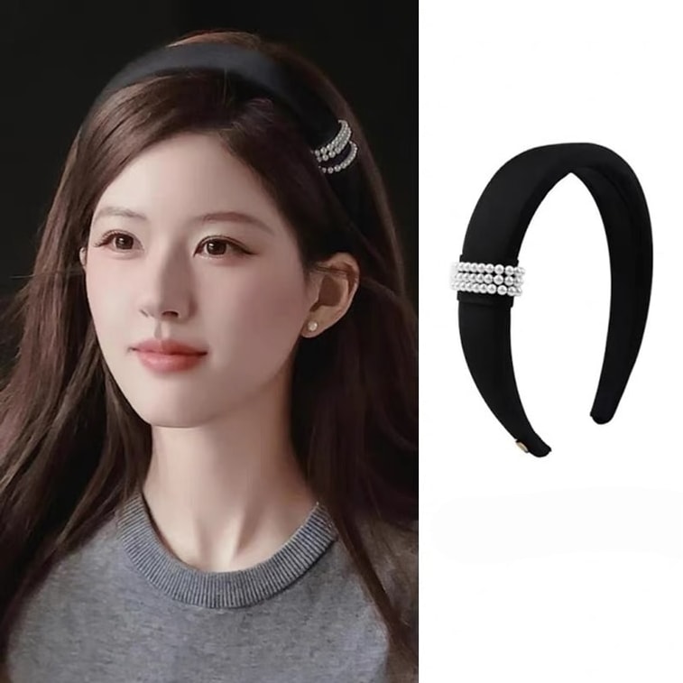 Pearl High Crown Headband Let Me Shine Let Me Glow Soft and Ethereal Black Pearl Headband 1 piece 4