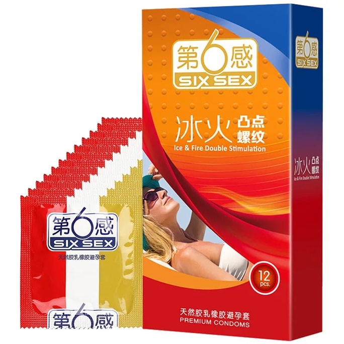 Condoms With Ice And Fire Raised Threads 12pcs