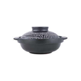 日本陶瓷砂鍋砂煲 黑十草土鍋 15oz 6.5"D x 3.75"H