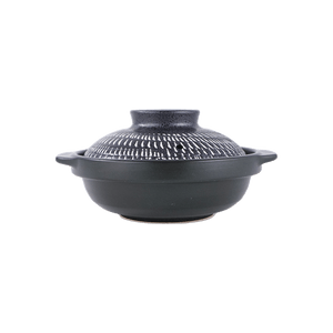 日本陶瓷砂锅砂煲 黑十草土锅 15oz 6.5"D x 3.75"H