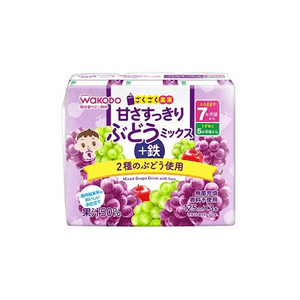 【日本直邮】 日本 和光堂 纯果汁 3个 葡萄汁 铁补充 健康饮品 维生素