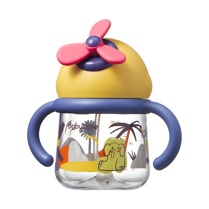 Baby Water Bottle Windmill Design Kids Straw Cup Food Grade Tritan Baby Bottle 260ml For 12month Baby