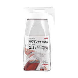 日本PEARL LIFE珍珠生活 按压式水壶 白色 大容量 冷水壶 家用凉水壶 2.1L