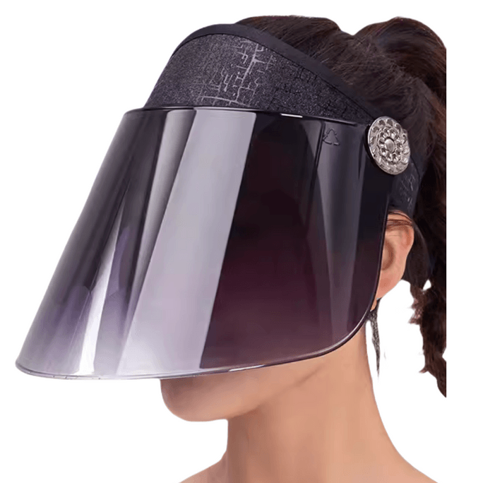 Michao Sunscreen Hat For Men And Women In Summer Covers The Whole Face With Adjustable Glitter - Black