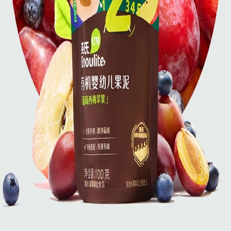 【中国直邮】 英氏 有机婴幼儿果泥 婴儿谷物泥 有机婴儿藜麦燕麦水果泥100g/袋