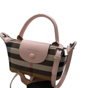 European and American fashion genuine leather small bag 2026 new versatile casual mini handbag plaid crossbody bag (pink) 1 piece