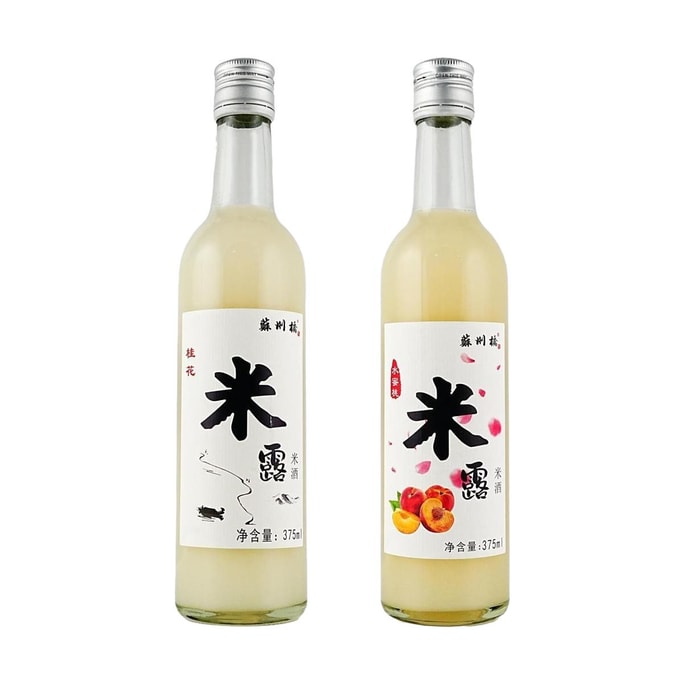 Osmanthus Rice Dew Drink+Peach Rice Dew Drink ,12.7 fl oz*2【2 Flavor Combo Packs】【0.5%vol】