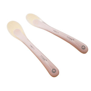[중국 직배송] 옥토버 크리스탈 아기 숟가락, 실리콘 소프트 숟가락, 신생아 이유식 숟가락, 어린이 식기, 이유식 숟가락, 부드러운 팁 [0-1세] 분말 (2개입) + 보관함