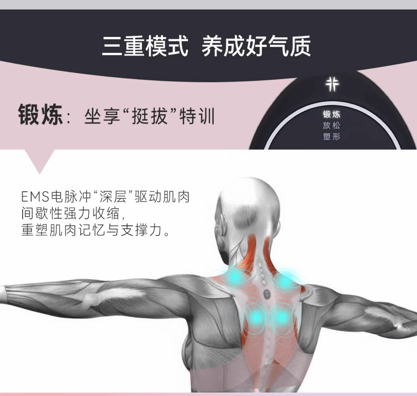 昂智緣 隱形EMS微電流電擊 按摩放鬆肩頸 美背背背佳體態矯正帶 趙露思送陳偉霆款1套 M號