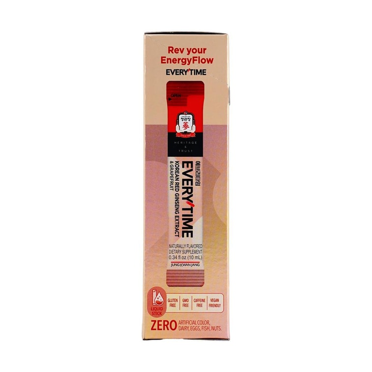 エブリタイム グレープフルーツ 韓国産紅参エキス液スティック 1000mg 10袋入り - 1本あたり15kcal 6