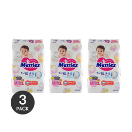 MERRIES Baby Tape Diapers for Boy and Girl M 6-11kg 54Pcs