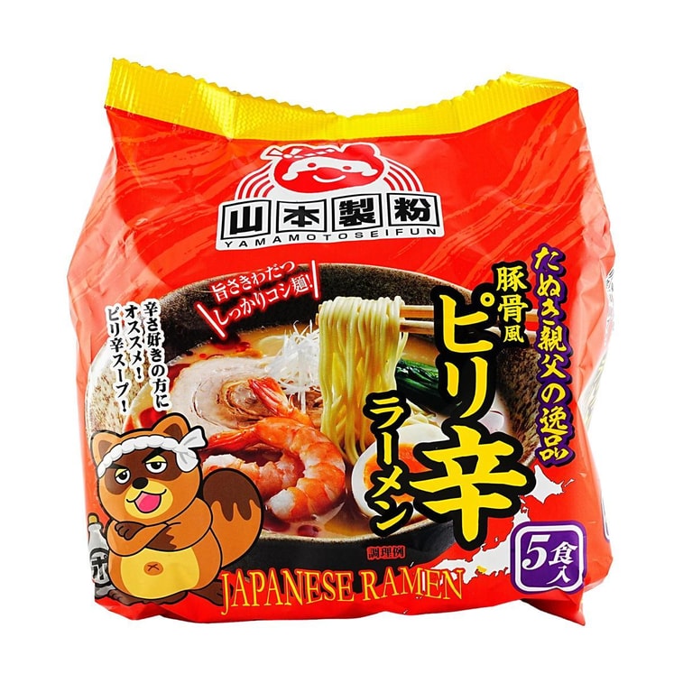 Tanuki Oyaji no Ippin Spicy Tonkotsu-fu Ramen - Instant Noodles , 5 P , 15.87 oz 3