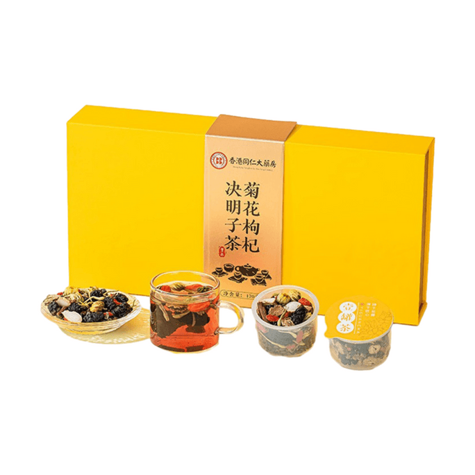 香港同仁大藥局·菊花枸杞決明子元氣茶禮盒 12罐|清肝明目 解膩舒心 · 小罐精裝|草本配方|辦公常備|清爽回甘