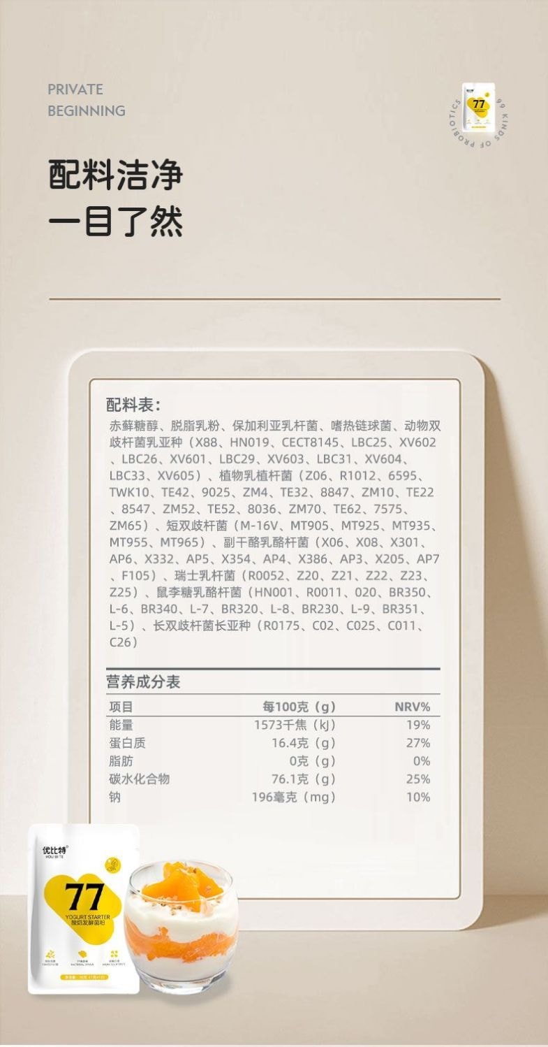 77 Fungi Homemade Yogurt Fermentation Powder Probiotics Yogurt Starter 10 Billion Live Bacteria [10 Packs Inside] 10g*per Bag