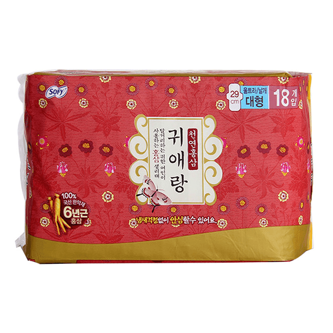 韩国 LG GUIERANG 贵爱娘 红参中药配方卫生巾 29cm 18片入