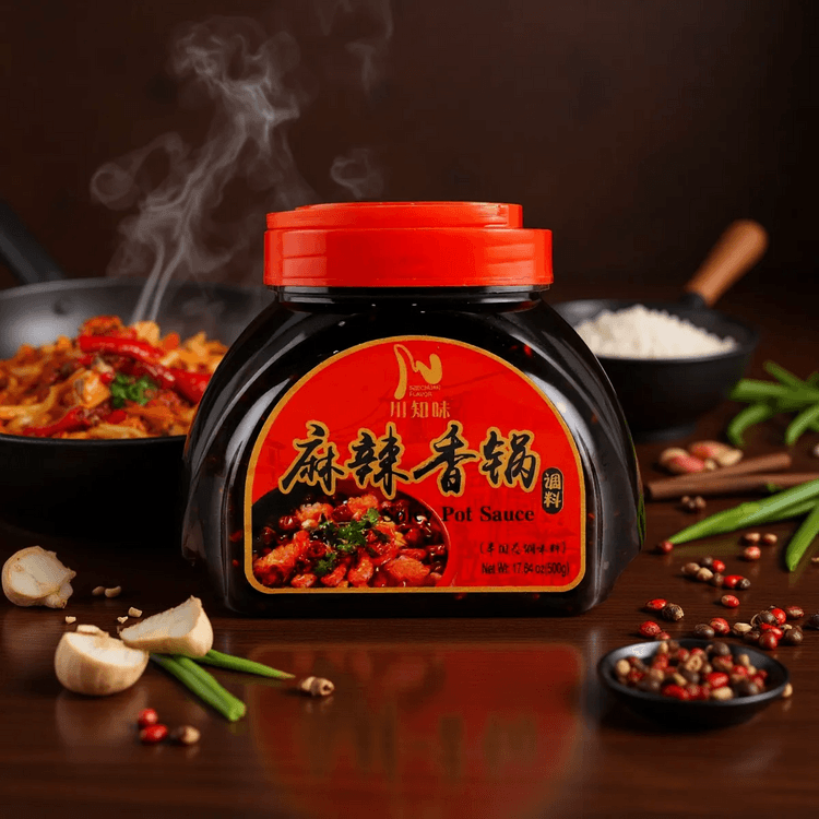 鶴仙園 spicygem studs pot var.HIDE Black SZECHUAN FLAVOR CHUANZHIWEI Spicy Pot Sauce, 17.64 oz - Yami.com