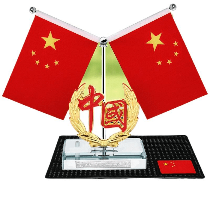 【中國直郵】 車主日記 車載小紅旗水晶擺飾五星紅旗中控台車內裝飾用品 1個