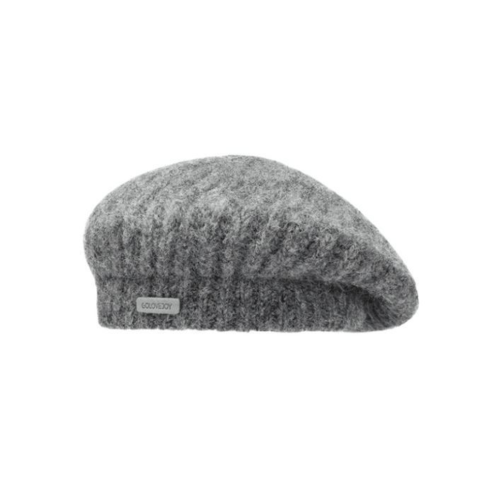 【中國直郵】GoloveJoy 羊毛貝雷帽 復古文藝畫家帽防風保暖簡約大頭圍帽 灰色