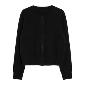 [중국 직배송] HSPM 영국 스타일 울 크루넥 가디건 여성용 가을/겨울 두꺼운 보온 버튼다운 스웨터 코트 우아하고 슬림한 아우터 딥 블랙 M 1개