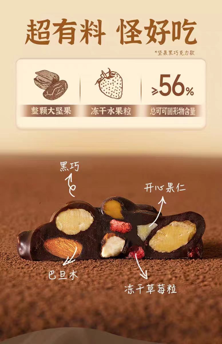 【中國直郵】 醜八怪 莓果夾心巧克力 純可可脂點心120g*1袋