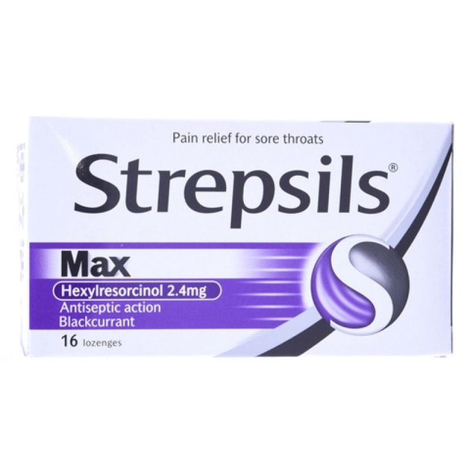 英國RB STREPSILS使立消 特強鎮痛殺菌配方喉糖 #黑加侖子味 16粒入