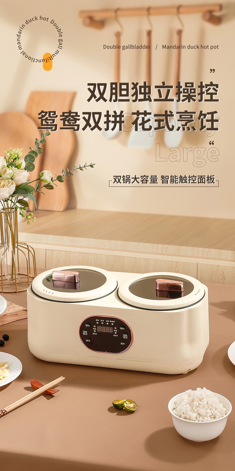 力好佳 多功能鸳鸯锅电热火锅双胆电饭锅全自动电饭锅送蒸笼 一台