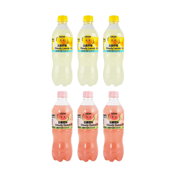Cloudy Lemon Juice Sparkling Water+Guava Juice Sparkling Water, 15.9 fl oz*6【6 Combo Packs】【Low Calories】