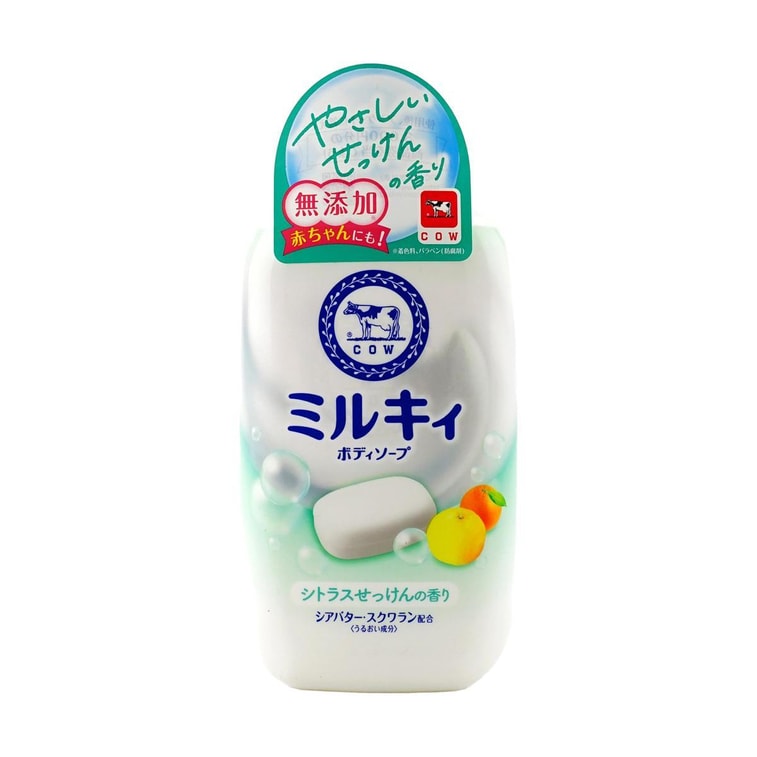 日本COW牛乳石鹼 Milky系列 皂香沐浴露 液体肥皂 云朵绵密泡沫 清爽洁净不假滑 500ml #柑橘香 4