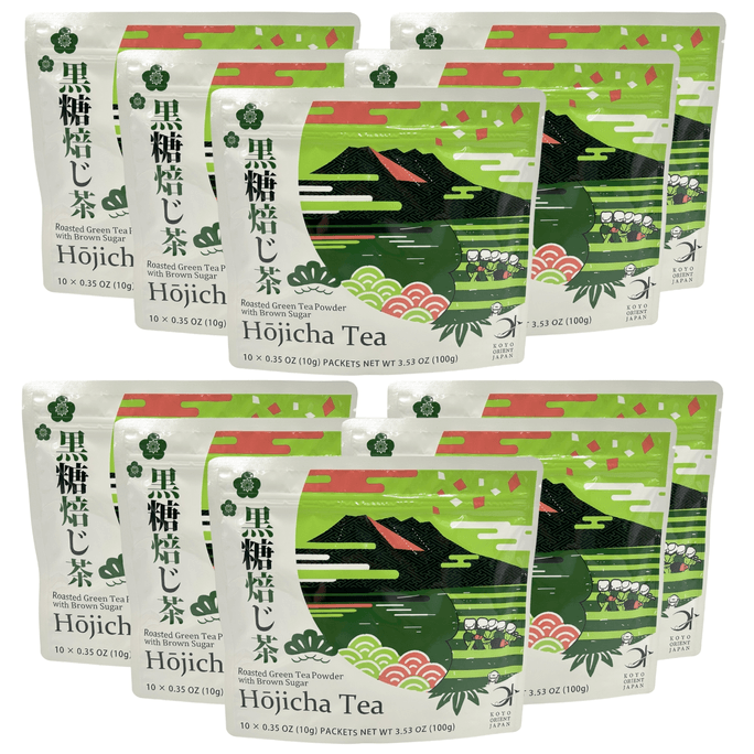 Koyo Orient Japan烤綠茶烘焙粉拿鐵加紅糖每袋 10x0.35 盎司10 袋/包