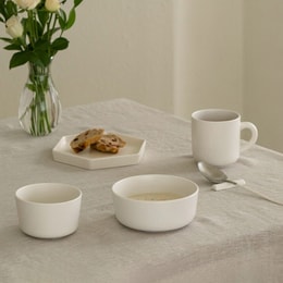 韩国SSUEIM MARIEBEL 1人食5件套餐具 陶瓷杯子饭碗汤碗盘子筷枕 奶油白