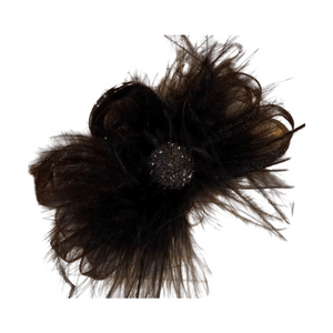 Super Fairy~ Wind Organza Bow Feather 8cm Hair Clip, Stylish And Romantic Fluffy Hair Clip, Autumn And Winter New Rhinestone Feather Hair Clip [Shiny Silver], 1 piece