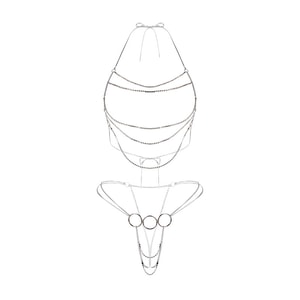 Fun Lingerie Sexy Chain-link Cutout Halter Neck Chain Three-point Uniform Silver One Size