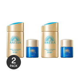 Anessa Perfect UV Sunscreen Skincare Milk, SPF50+·PA++++, 60ml + Night Sun Care Serum, 12ml, Sunscreen Set*2【Value Pack】