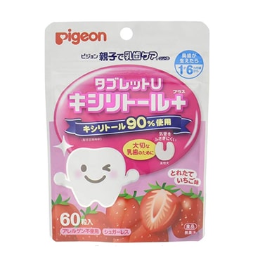 【日本直邮】 PIGEON 贝亲 U型健齿糖 草莓味 60粒