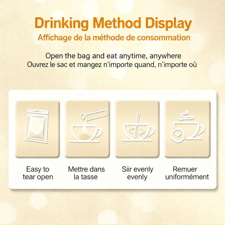【Livraison directe du Canada】 Junxiang Miel de tilleul Miel pur naturel sauvage 300g (10gX 30p) pour le thé de l'après-midi, les infusions, les boissons, l'assaisonnement du miel ! Peut être utilisé pour les boissons, la cuisine, la pâtisserie, ou consommé directement, emballage individuel pratique pour le bureau et la maison. Cadeau de fête. 5