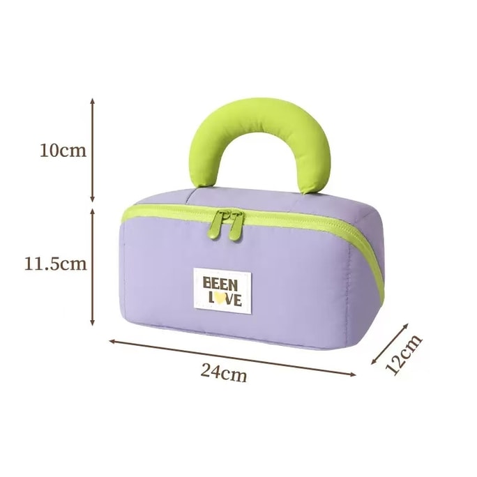 Portable cosmetic storage bag for travel, large-capacity partitioned nylon handbag, cute cartoon makeup bag 1 piece (purple cloud series)