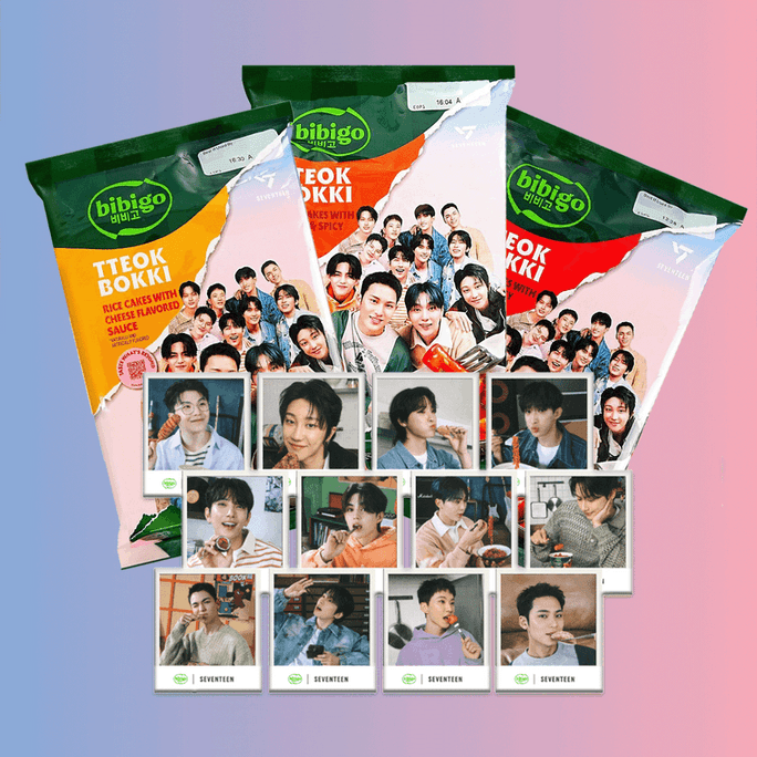 Tteokbokki - Rice Cakes, 12.69oz*3 flavors【SEVENTEEN Limited Edition + Photocard*12】【CARATs】【SVT】【3 Flavors Combo】