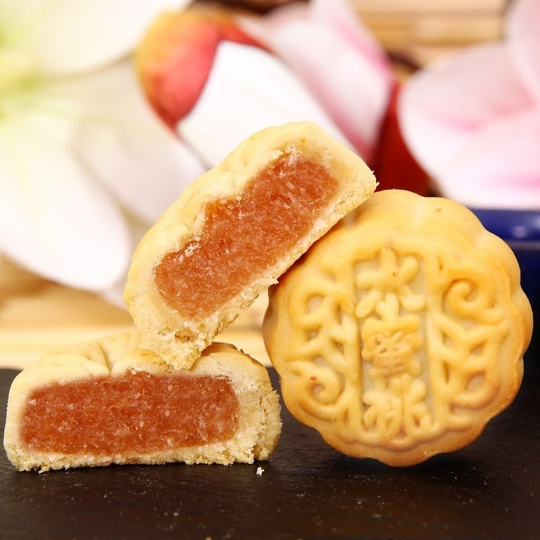 ふしじんフルーツミニ月餅：カンタロープ、パイナップル、イチゴ、桃 - 伝統的な中秋節菓子、210g（21g×10個） 6