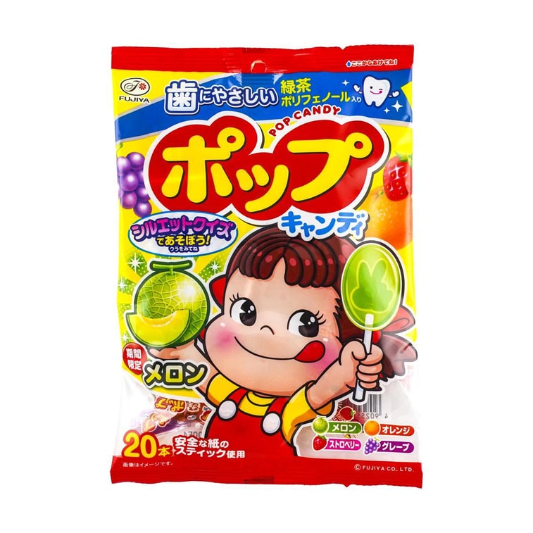 緑茶ポリフェノール配合歯保護ジュースロリポップキャンディ、ストロベリー＆オレンジ＆グレープ＆メロン味、20個入り 4.5オンス 4