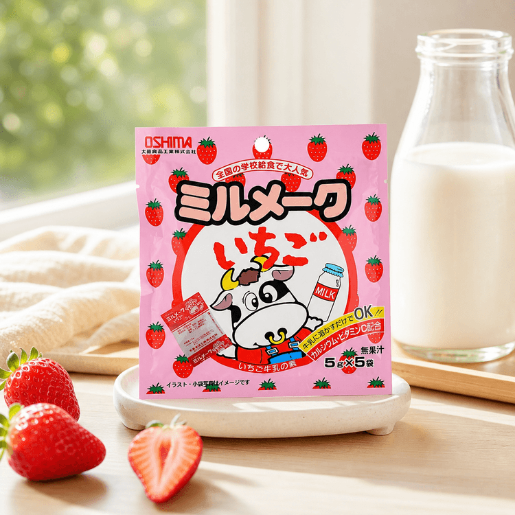 OSHIMA Milmake Strawberry Milk Drink Mix 0.88 oz [Milk-Mixable