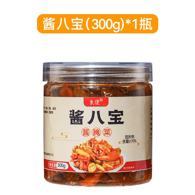 【中國直郵】良使醬八寶鹹菜下飯菜開胃菜榨菜東北特產脆爽什錦 300g*1瓶裝