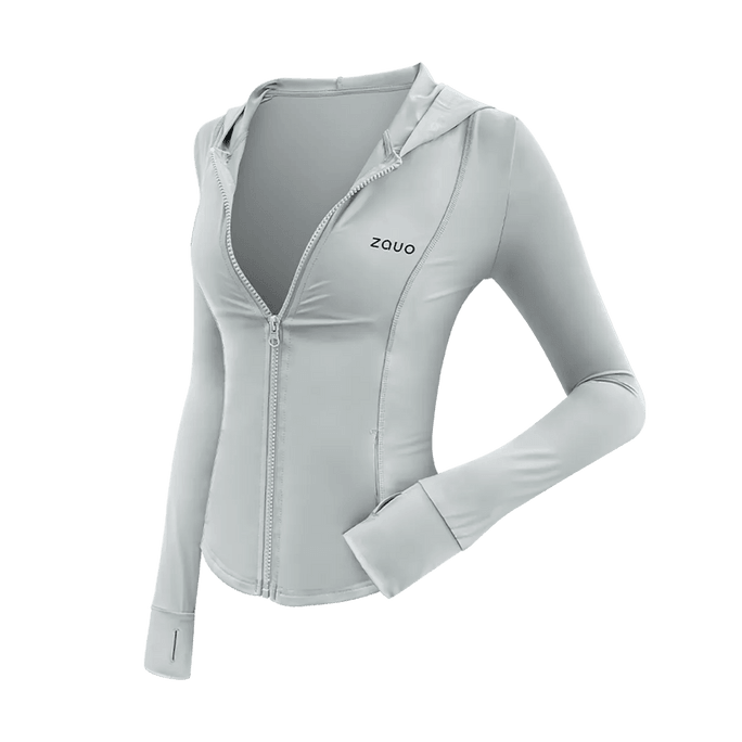 Slim Fit Sun Protection Clothing Ice-Cool Breathable Sunscreen Hooded Jacket Gray [L]
