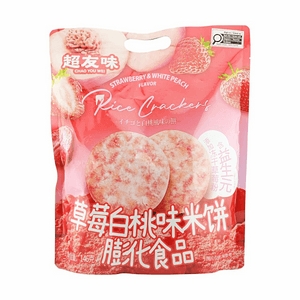 超友味 草莓白桃味米饼 146g【含益生元】【添加冻干草莓粉】