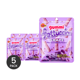 日本BOURBON波路梦 FETTUCCINE意面长条软糖 葡萄味 50g *5【5份超值装】【Q弹耐嚼】【Itzy Yuna同款】