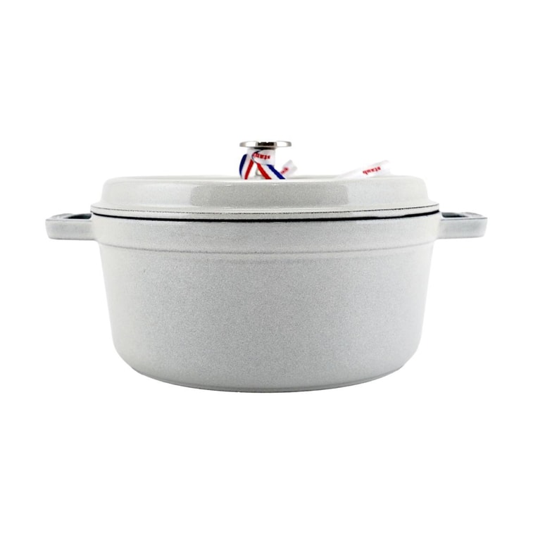 法国STAUB珐宝 圆形荷兰炖锅 搪瓷铸铁双耳珐琅锅 松露白 3.79L 4