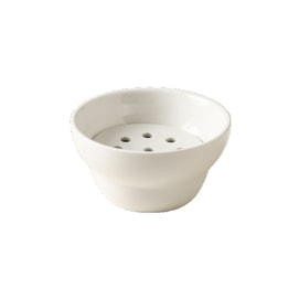 Ceramic Hot Pot Oil-Draining Bowl   Double Layer Soup Filtering Bowl Steaming Bowl (Microwave-Safe) – Small, White 1pc