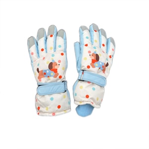 【中国直邮】 HSPM 新款卡通小狗滑雪手套女冬季加绒防风户外骑行可触屏分指保暖手套 糖果狗-蓝色F 一副