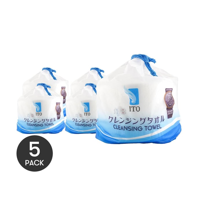 Facial Cotton Cleansing Towel, 8.82 oz *5bags【Value Pack】
